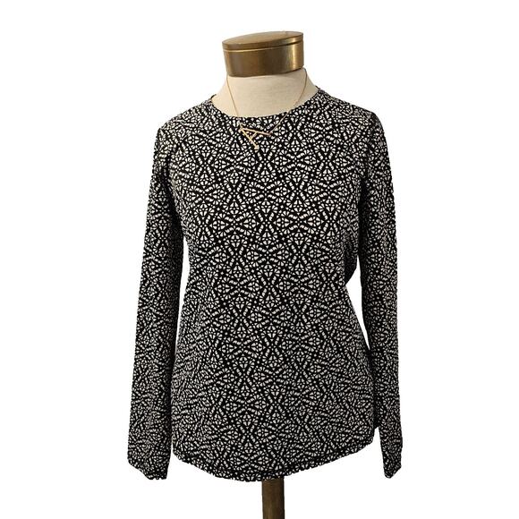 L.L. Bean Women's Long Sleeve Black & White Geo Print Rashguard SPF Shirt Size S - Picture 1 of 5